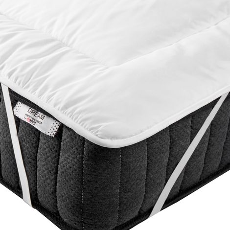 Cubrecolchón de microfibra blanco individual 140 x 200 cm 25 cm de grosor Aizkorri