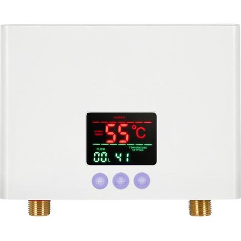 Kleiner elektrischer Durchlauferhitzer, Mini-Elektro-Warmwasserbereiter, LED-Anzeige, elektrischer Warmwasserbereiter mit Touchscreen und Fernbedienung, 5,5-kW-Warmwasserbereiter für die Küche (Energi (1/5)