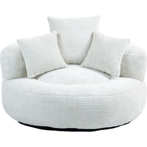 Sillón lazy sofa de chenilla beige con 3 cojines MODENUIT (1/5)