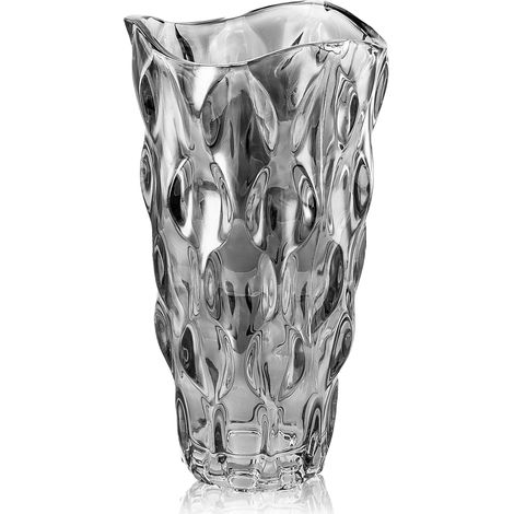 24 cm dicke, klare Glasvase, ideal als Tischdekoration für Hochzeiten oder als Wohnaccessoire.
