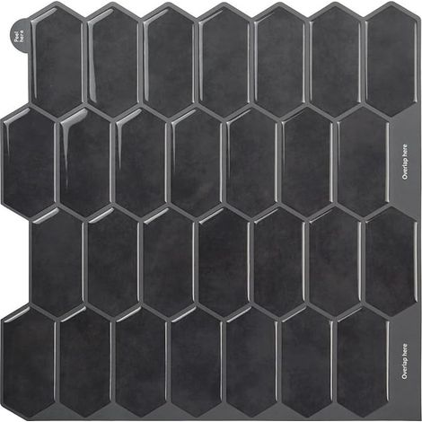 Credence Diamond Adhesive Sheets Kitchen Wall Tile Adhesive Hexagonal Long Bathroom Wall Stickers Backsplash Kitchen Bathroom (30.5 x 30.5 cm)