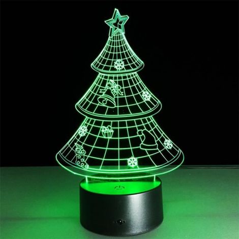 Arbre de Noël3D Night Light Table Bureau Lampe 7 Couleurs 3D Illusion Optique Lumières SLL81116004Occ (1/4)