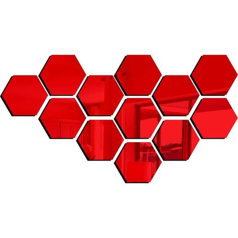 Miroir hexagonal mural autocollant en papier, décoration murale, miroir pleine longueur doux (1/5)