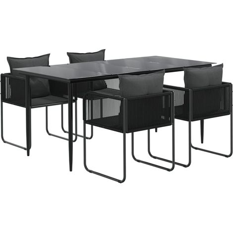 Juego de comedor de jardín muebles de exterior 5 piezas negro 020013903 (1/5)