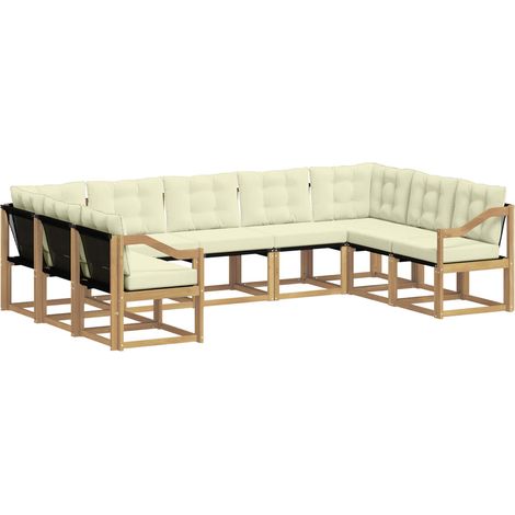 Set di divani da esterno 9 pz 9-Posti Bianco e Crema vidaXL (1/5)