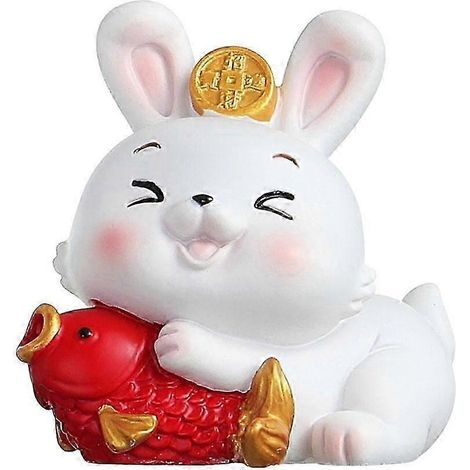 Figurine porte-bonheur pour tableau de bord de voiture, décoration de gâteau, statuette pour bureau ou table-Holding Fish (1/5)
