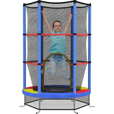 Tappeto Elastico per Bambini 3-6 Anni Ø140x190 cm con Rete di Protezione Multicolore (1/5)