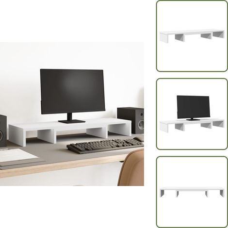 The Living Store Monitorständer Verstellbar Weiß 80x24x10,5 cm Holzwerkstoff - Monitorhalter (1/5)