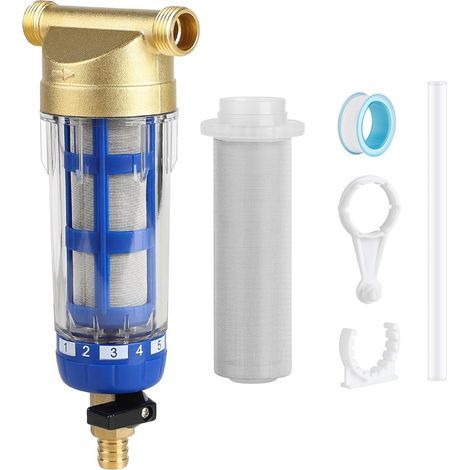 Filtre à eau à sédiments spin down réutilisable – Précision de filtration 40μm – Raccord 1/2\'\' – Corps en laiton et filtre inox 316L (1/5)