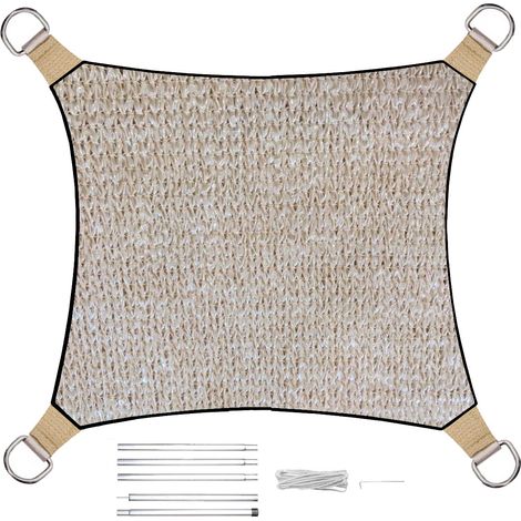 Sonnensegel Quadratisch wasserdurchlässig Champagner 25m² mit Stangenset (1/5)