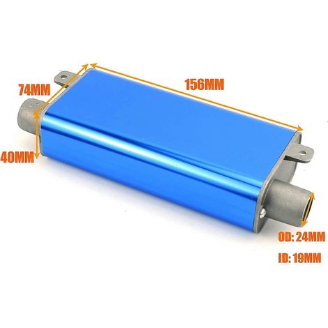 24-mm-Schalldämpfer, S-förmig gebogen, für Diesel-Standheizung, Abgasrohr aus Aluminiumlegierung, klein, mittel, groß, für Pkw, Lkw, Wohnmobil – Mittelblau