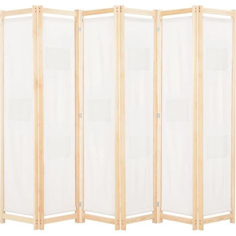vidaXL 6-Panel Room Divider Cream 240x170x4 cm Fabric (1/5)