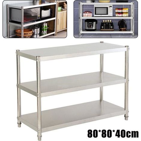 Stainless Steel Work Table Commercial Catering Table Kitchen Prep Table 80X40CM (1/5)
