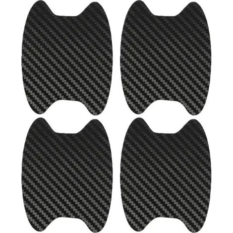 (Noir, lot de 4) Autocollants de portières de voiture en fibre de carbone anti-rayures, film de protection pour poignées de voiture, accessoires de style extérieur (1/4)