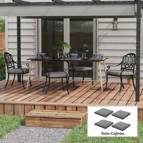 Set di 4 cuscini per sedie da pranzo, 47x47x7 cm, impermeabili e con protezione UV 50+, per uso interno ed esterno, colore grigio.