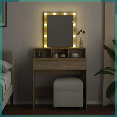 848180 Coiffeuse avec LED chêne sonoma 80x41x144,5 cm (1/5)