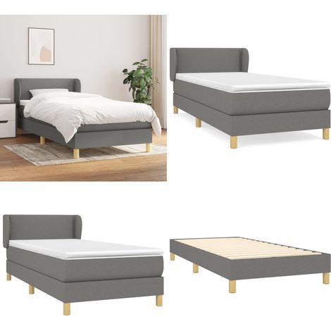 Boxspringbett mit Matratze Dunkelgrau 90x200 cm Stoff - Boxspringbett - Doppelbett - Bettenrahmen - Lattenrost - Matratze - Home & Living (1/5)