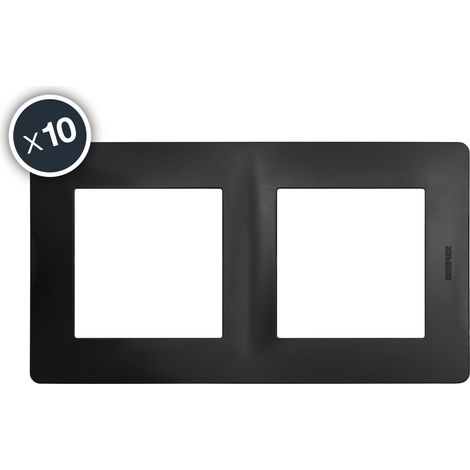 DEBFLEX - CALY PLAQUE 2 POSTES HORIZONTALE OU VERTICALE NOIR BOITE DE 10 - 801060 (1/3)