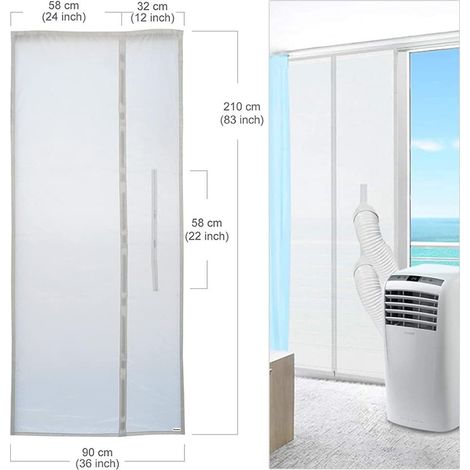 Kit Calfeutrage Climatiseur Mobile Porte Fenetre 300-560cm, pour Climatiseurs, Sèche-linge et Déshumidificateurs Tuyau évacuation Calfeutrage Fermeture éclair, Facile a Installer (porte 90x210 cm) (1/4)