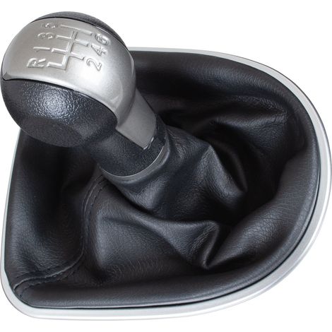 Seat Le贸n II 2005 - pomo de la palanca de cambios negro y beige + funda con marco cromado, 6 velocidades (1/5)