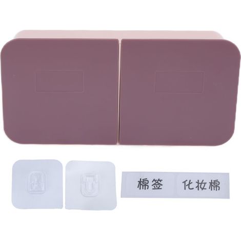 Boîte de maquillage murale couvercle rabattable coussinet démaquillant réutilisable lavable coton organisateur salle de bain rose violet (1/5)
