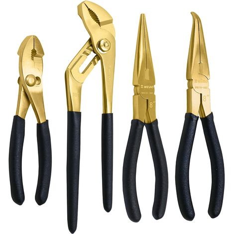 Lot de 4 pinces en laiton avec poignée antidérapante, pince à bec long de 20,3 cm, pince à bec plat de 20,3 cm, pince à joint coulissant de 15,2 cm, pince à joint rainuré de 25,4 cm (1/5)
