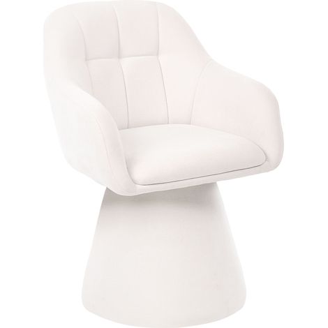 Silla de comedor giratoria totalmente tapizada en chenilla silla decorativa con asiento ancho blanco crema Livonia (1/5)