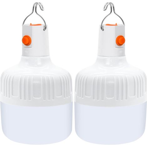 2-Piece Camping Lantern Set, Portable LED Camping Lamp, Waterproof Camping Light with USB Rechargeable Battery, 500 Lumens Dimmable Tent Lights for Patio, Garden, BBQ