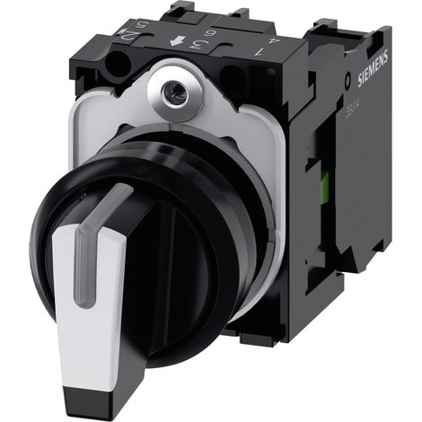 Siemens 3SU11002BM601NA0 3SU1100-2BM60-1NA0 Commutateur à manette collerette plastique noir, blanc 2