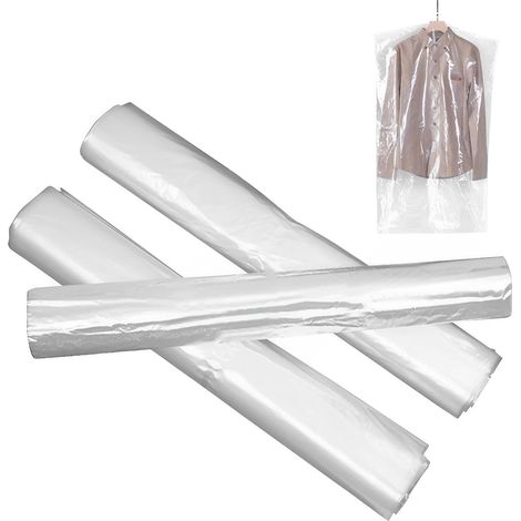 Einweg-Kleidersäcke – 50 Stück – Transparentes PE – Staubdicht – Für Hemden und Anzüge – 60 x 100 cm (1/5)