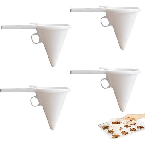 Lot de 4 distributeurs de pâte à crêpes en plastique - Entonnoir à piston - Distributeur d'entonnoirs pour pâtisserie, décoration de gâteaux (1/5)