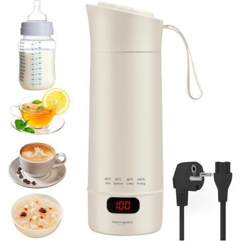 Petite Bouilloire de Voyage, 400 ml Mini Bouilloire de Voyage Portable avec 4 Réglages de Température, Écran LED, 300 W, Bouilloire à Chauffage Rapide pour Thé, Café, Lait pour Bébé-ARCAN (1/5)