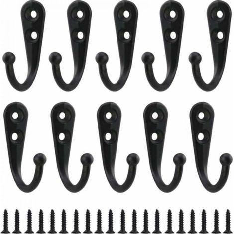 Set mit 10 schwarzen Retro-Schraubhaken aus Metall im Vintage-Stil für Bademäntel, Regale, Schubladen, Schränke und Badezimmer (1/3)