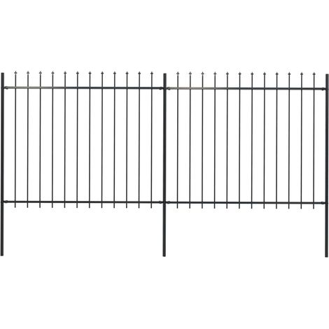 vidaXL Garden Fence with Spear Top Steel 359x150 cm Black
