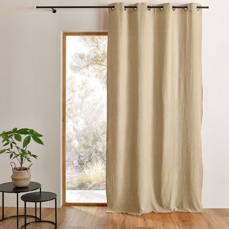 Rideau en gaze de coton tamisant à oeillets Ficelle 130x240 cm