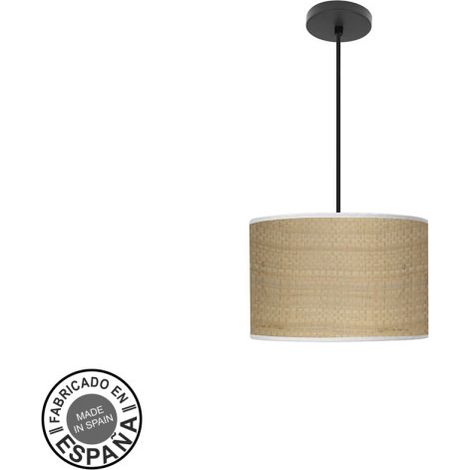 Colgante moda 1xe27 negro/cañizo claro regx30x30