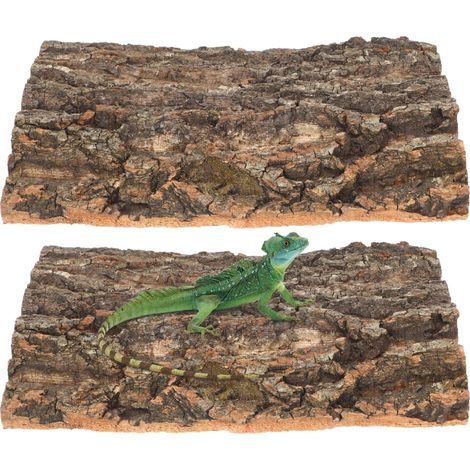 2Pcs Cork Bark Flats: Reptile Bark Decor Wood Background - Natural Reptile Hide & Vivarium Decor for Bearded Dragon Lizard Geckos Tortoise (30x20cm) (1/5)