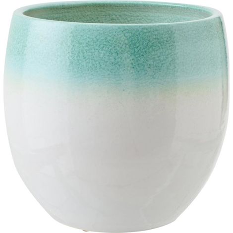 Cache-Pot en Céramique "Amos" 34cm Vert Menthe & Blanc (1/3)