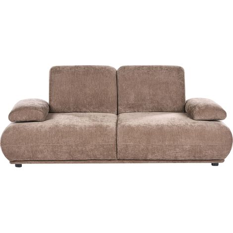 3 Seater Sofa Brown Fabric Upholstery Adjustable Backrest & Armrest Wooden Legs Living Room Modern NACKA (1/5)