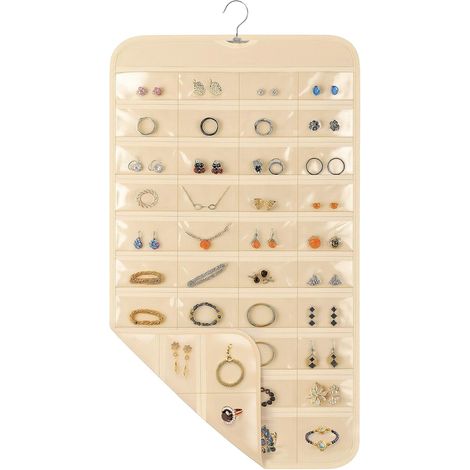 Organisateur Bijoux Suspension - 80 Poches Transparentes - Pour Armoire Porte Mur - Voyage et Rangement Accessoires - 1 Pièce (1/5)