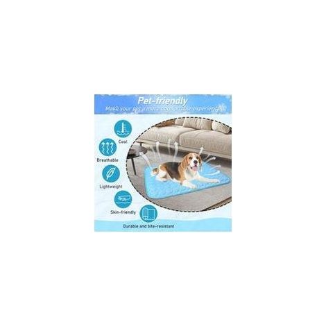 Tapis Rafraichissant Chien,Tapis Fraicheur Chien pour Chats Et Chiens,Lavable Tapi de Refroidissement en Soie Glacée,Pet Cooling Mat pour À La Maison, en Voyage Ou en Voiture(Bleu,27,521,6in)