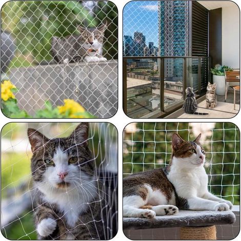 Katzennetz für Balkon, 3 x 10 m, kein Bohren erforderlich, 3 cm Lochdurchmesser, geeignet für Katzen, Fenster, Gärten und Terrassen (1/5)