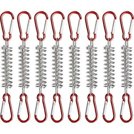 Lot de 8 Tendeur Voile Ombrage, boucle de printemps Voile d'ombrage avec 16 rouge Mousquetons, pour Auvent de Tente de Camping, véranda, balançoire (1/5)
