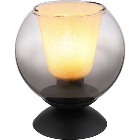 Globo - lámpara de mesa - BARRY - negro - vidrio - Ø 18cm - E27 -