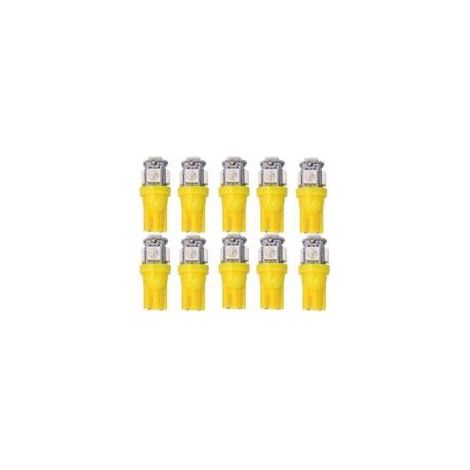 Convient aux LED T10 W5W, 5 puces SMD 5050, jaune-orange, 12 V CC, lot de 10, jaune (1/2)