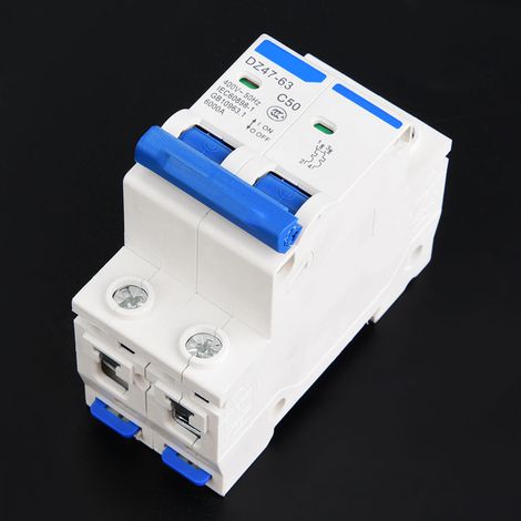 Disjoncteur miniature DZ47‑63 2P, protection contre les fuites, interrupteur pneumatique 400 VCA (50 A) (1/5)