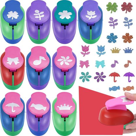 Lot de 10 Perforeuses à Motifs pour Loisirs Créatifs, Emporte-pièce Papier 2,5 cm Formes Mixtes, Perforatrice Décorative pour Scrapbooking et Fournitures de Bureau (Jardin Artistique) (1/5)
