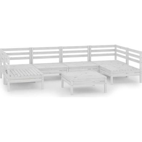 Mobili da giardino mobili da esterno set di mobili 7 pezzi in legno massello di pino bianco 020017356