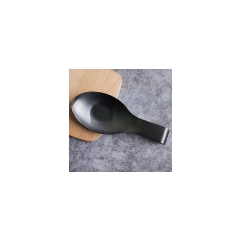 Repose-cuillère avec base anti-brûlure, porte-ustensiles en acier inoxydable, couleur noire (1/4)