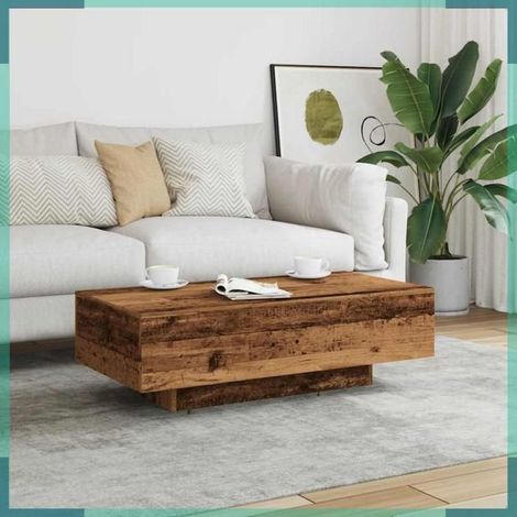 856404 Table basse vieux bois 100x49,5x31 cm bois d'ingénierie (1/5)